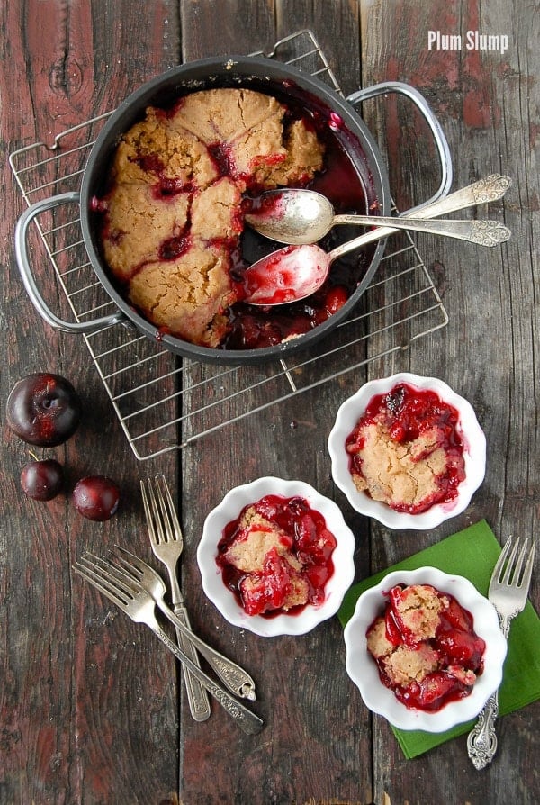 Plum Slump in pan and bowls