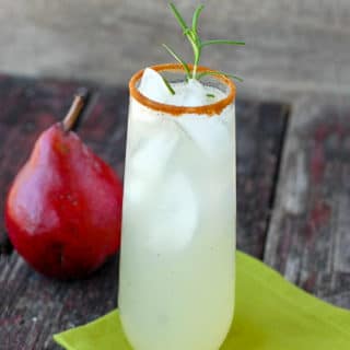 Ginger Pear Snap cocktail with red pear