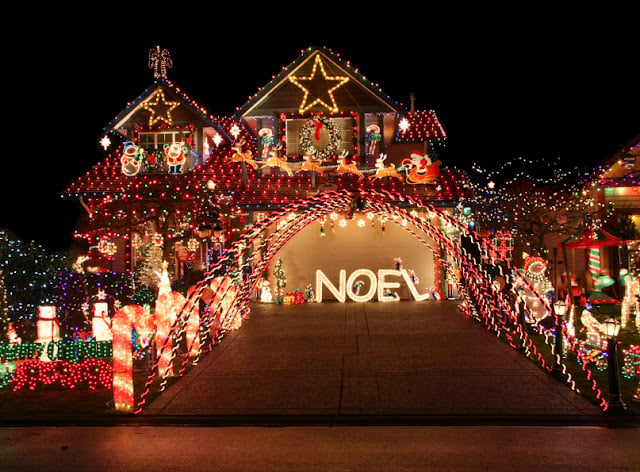 house with holiday lights