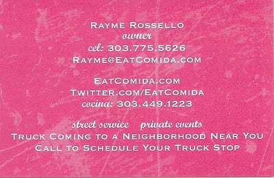 Comida food truck contact details