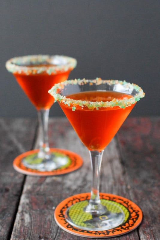 Candy Corn Vodka Martini with Pop Rocks Rim