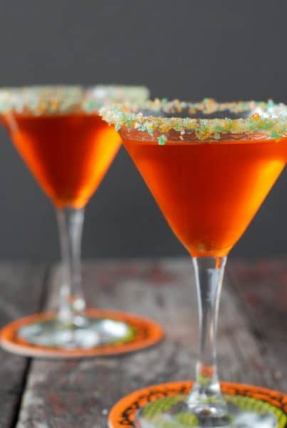 Candy Corn Vodka Martini with Pop Rocks rim - Boulder Locavore