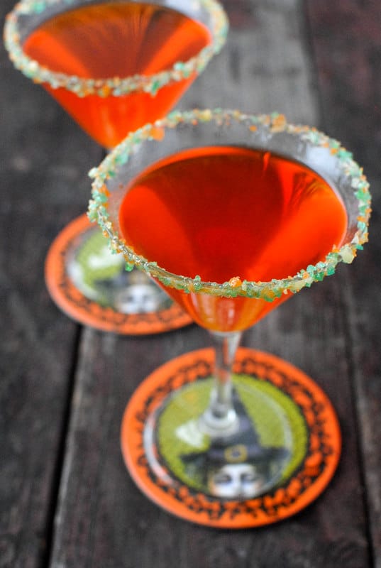 Candy Corn Vodka Martini with Pop Rocks Rim