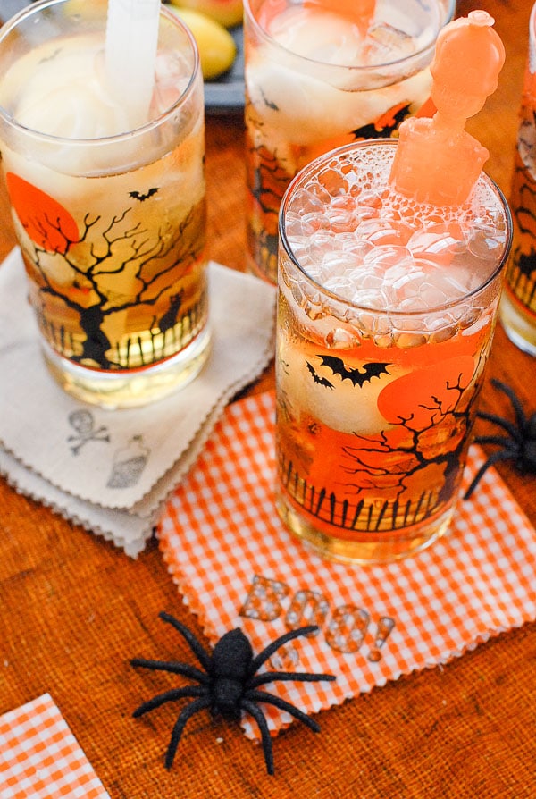 drink glasses and halloween cocktails napkins