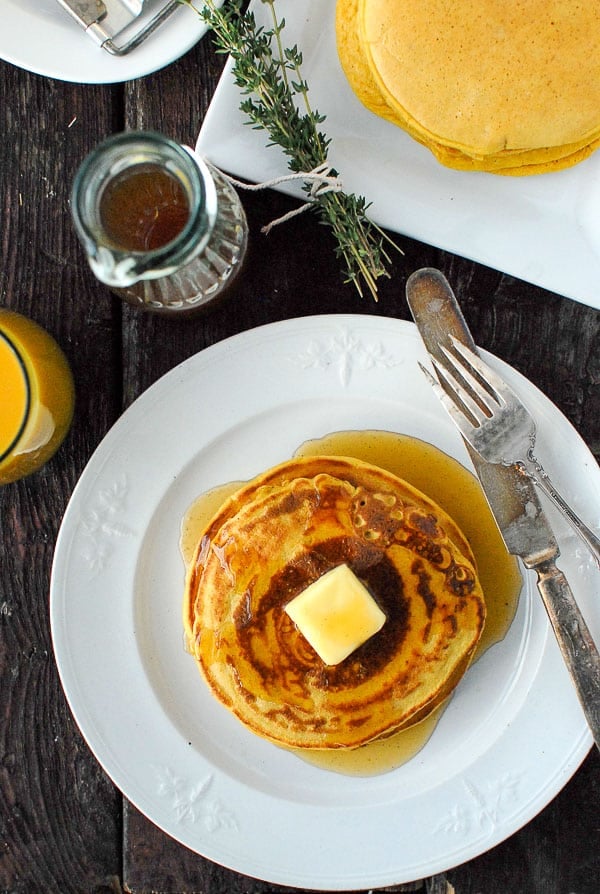 ricotta pancakes with pumpkin and homemade pancake syrup