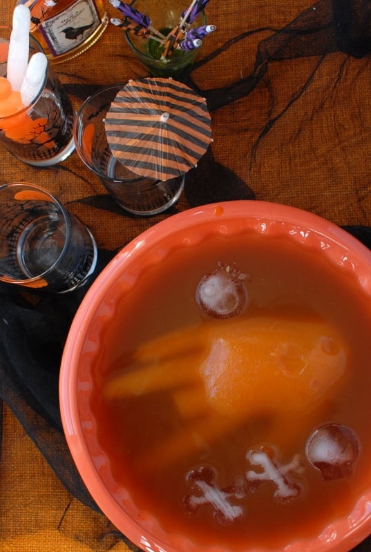 halloween punch with frozen hand