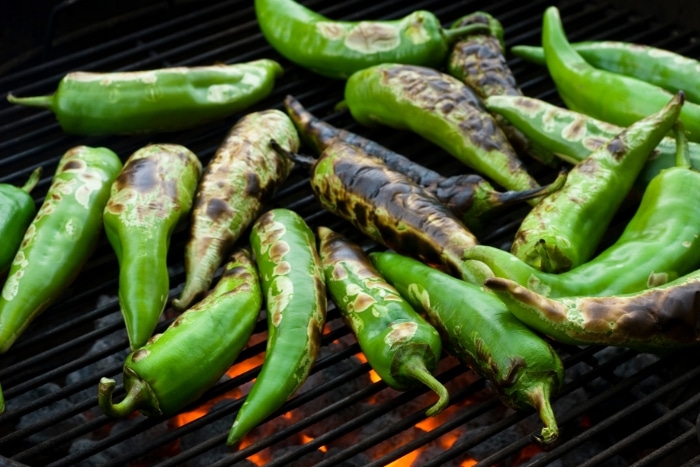 roasting anaheim green chilies