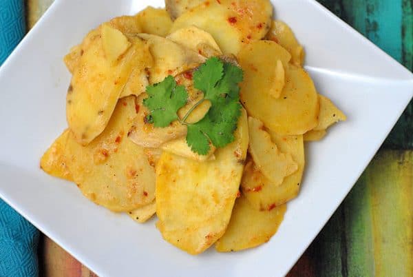 Chipotle sweet potato gratin on plate