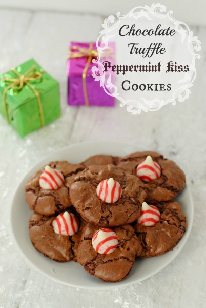 Chocolate Truffle Peppermint Kiss Cookies 