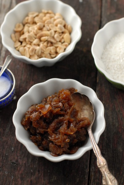 chutney on white bowl