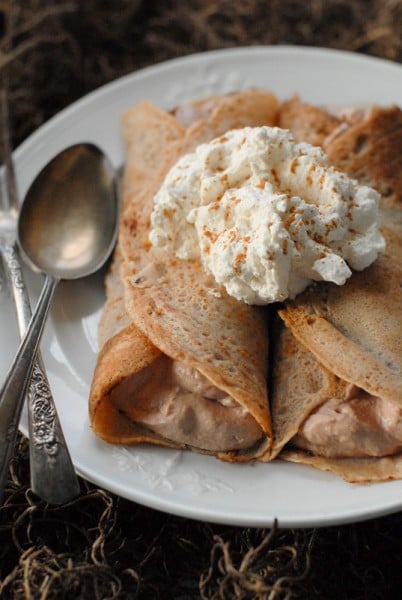 Italian Chestnut Crepes with Nutella Cream filling with whipped cream