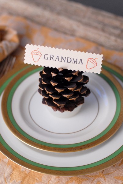 DIY Pine Cone Firestarter Place Card Holders With card