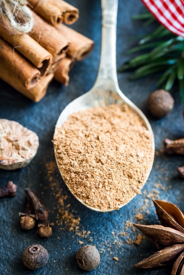 Gingerbread spices on a spoon