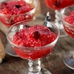 Cranberry Tapioca with Orange-Nutmeg Whipped Cream in glass goblets