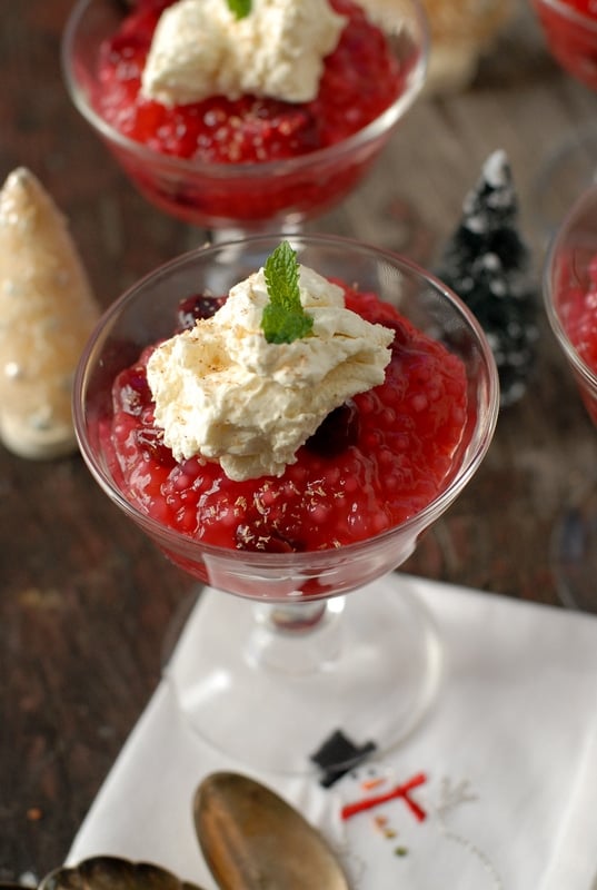  Cranberry Tapioca {dairy-free} with Orange-Nutmeg Whipped Cream