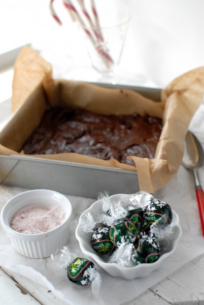 Buried Treasure Mint Brownies in a baking dish