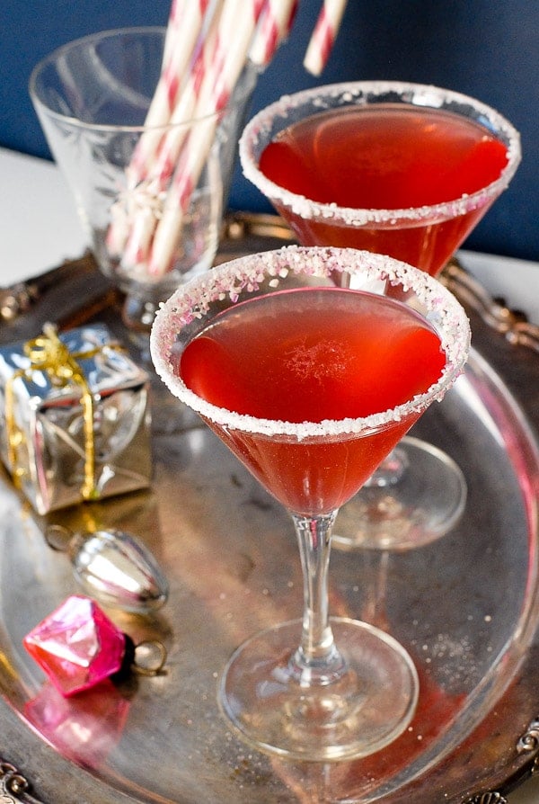 Candy Cane Cocktails on tray