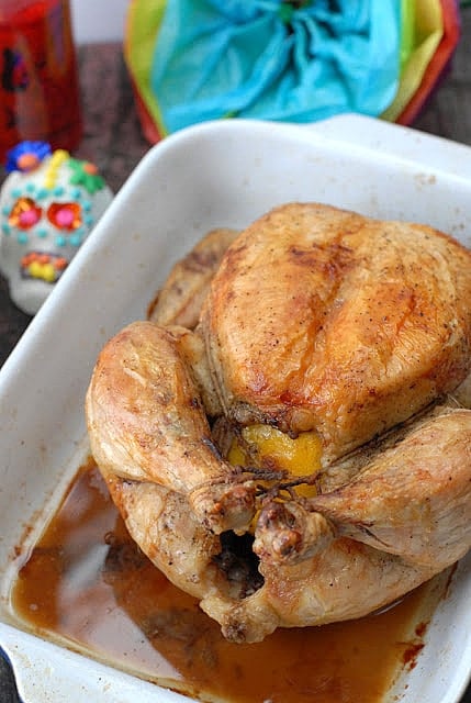 The Best Lemon Roast Chicken in pan