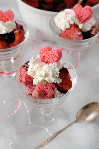 Cherry Pound Cake Bread Pudding With heart