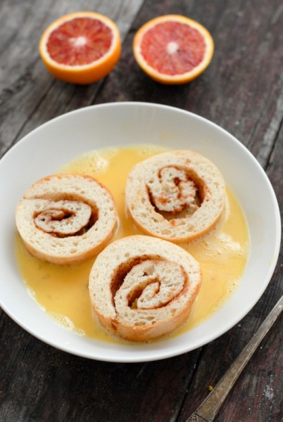 Making Cinnamon Roll French Toast with Satsuma-Vanilla Syrup 