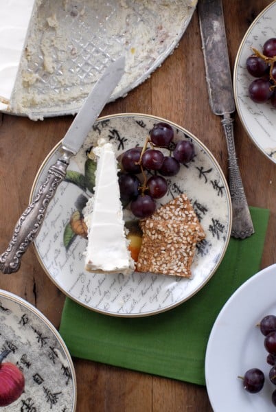 Savory Blue Cheese Cake red grapes gluten free crackers