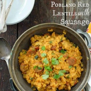 Spicy Roasted Poblano Red Lentils with Sausage Title