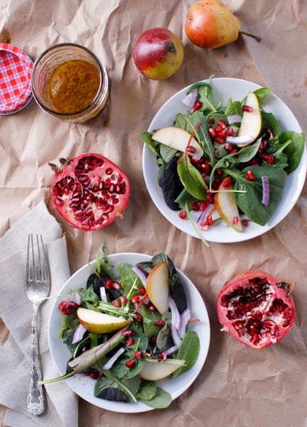 Plates of winter salad