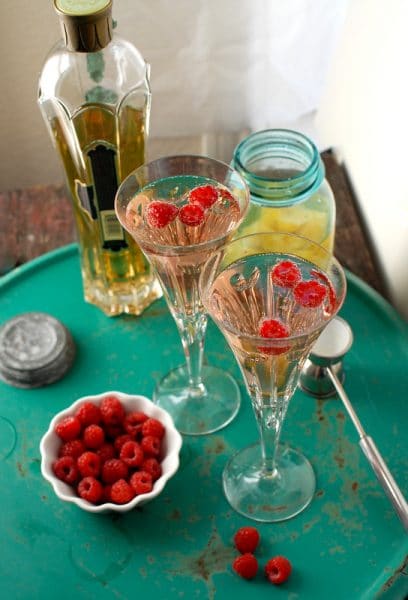 Tangelo-Cardamom Vodka cocktails on a tray