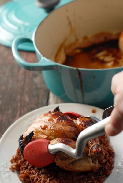 Plum Balsamic Glazed Cornish Game Hens