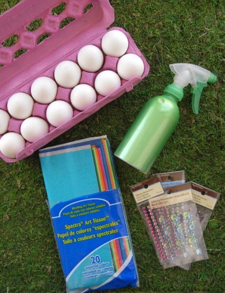 Supplies needed for Bleeding Tissue Easter Eggs