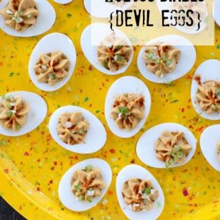 Huevos Diablo {Devil Eggs} on plate