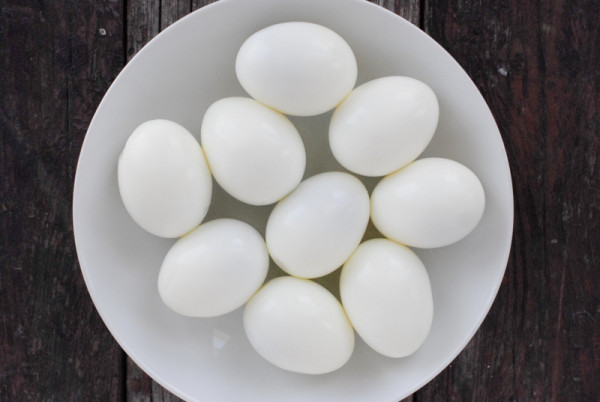 Peeled hard boiled eggs  