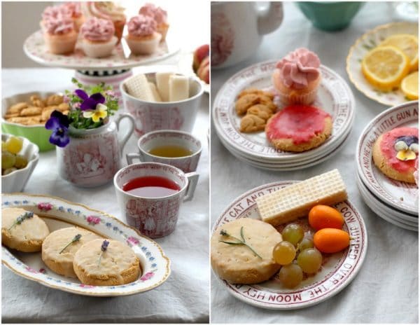 A table topped with plates of food on a plate, with Tea party