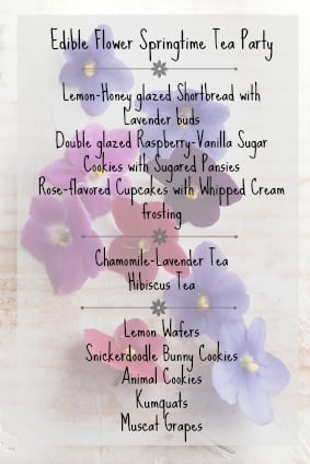 Edible Flower Springtime Tea Party Menu 