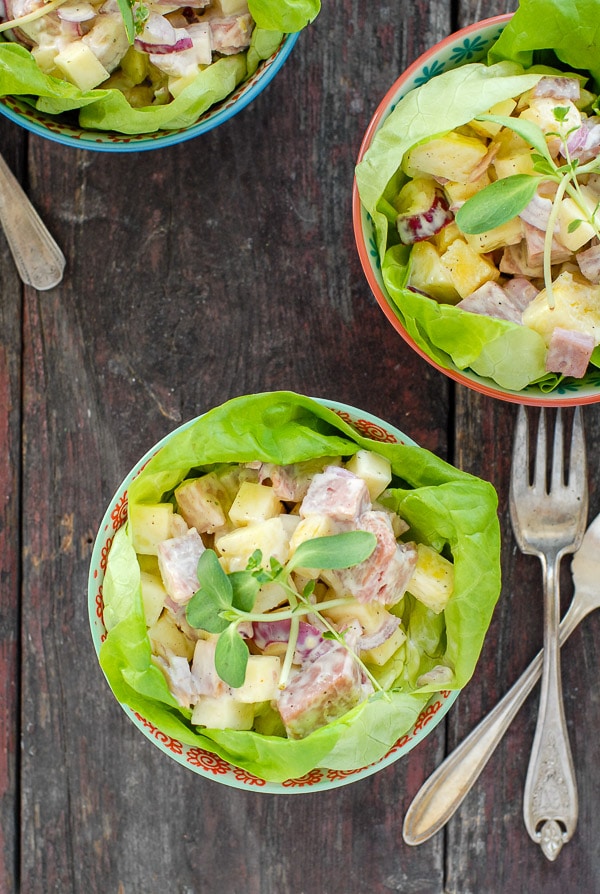 Hawaiian Chopped Ham Salad recipe in bowls