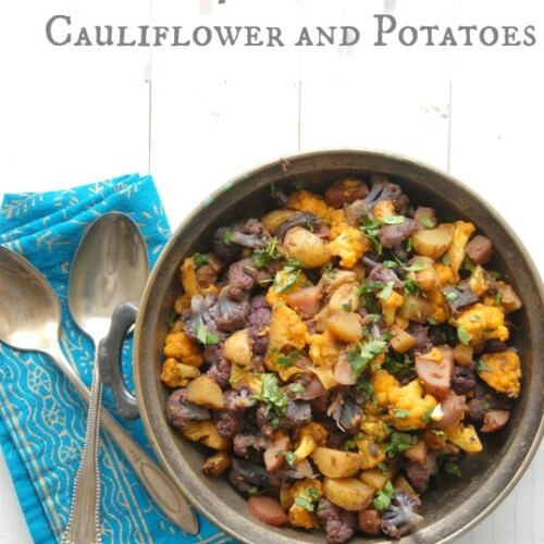 Kadai Aloo Gobi ~ Purple Potatoes & Cauliflower Curry by Curry In Kadai ~  An Indian Cooking Blog