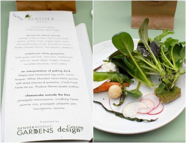 seasonal menu for dinner at Denver Botanic Gardens