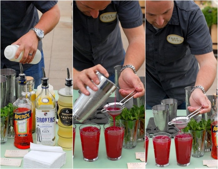 making the Beet Down cocktail collage