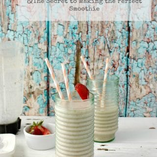 Banana-Peach Almond Smoothie with straws