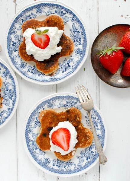 Fresh Strawberry Chocolate Chip Pancakes with Whipped Cream - 