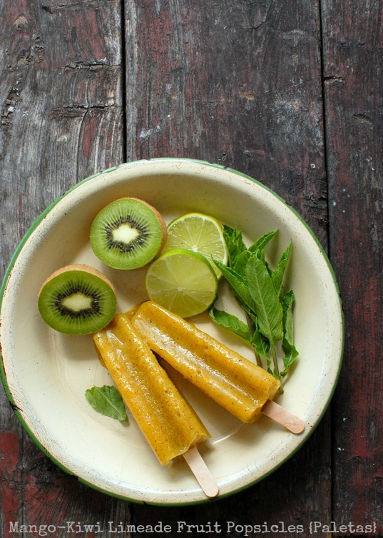 Mango-Kiwi Limeade Fruit Popsicles {Paletas}