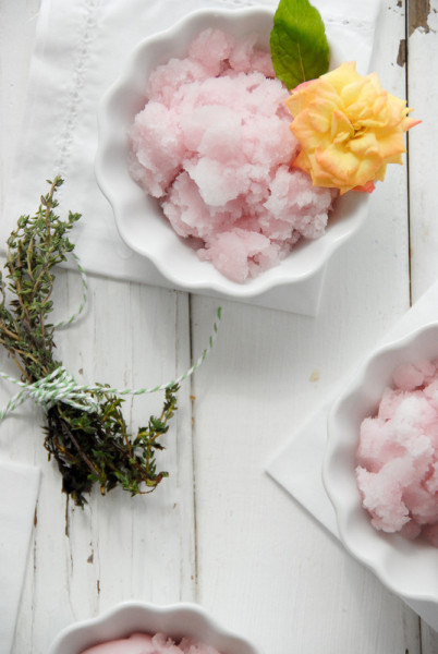 Pink Lemonade Lavender Thyme Sorbet overhead