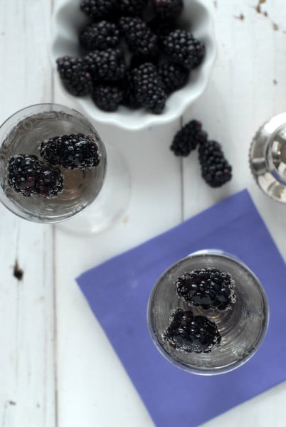 Spring Fling Cocktail with blackberries overhead