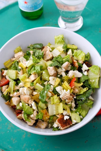 Summer Grilled Chicken Chopped Salad overhead