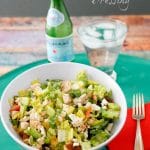 Summer Grilled Chicken Chopped Salad in large white bowl