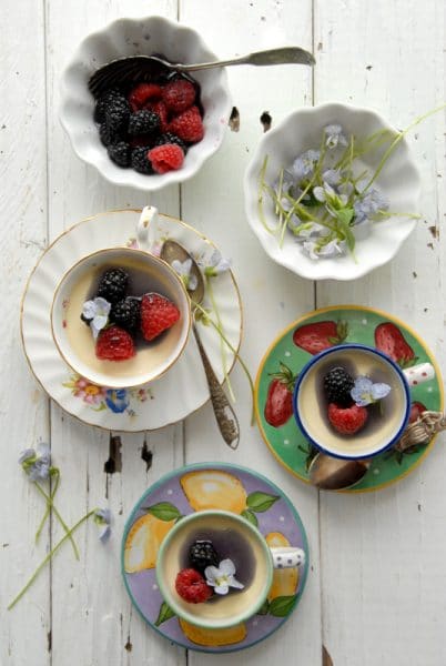 Teacup Panna Cotta overhead view