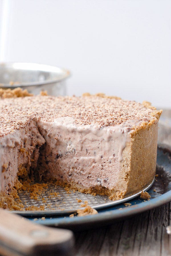 Chocolate Hazelnut Toffee Ice Cream Pie sliced