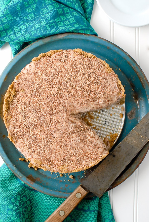 Chocolate Hazelnut Toffee Ice Cream Pie from above