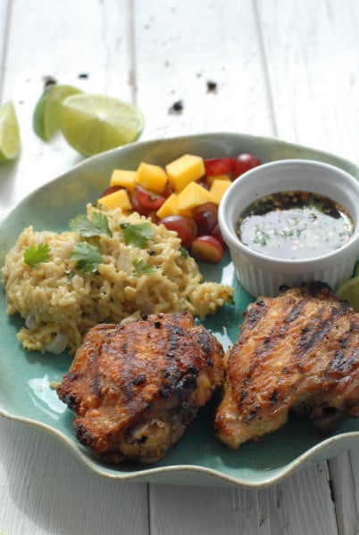 Grilled Thai-Style Chicken Thighs and Coconut Rice