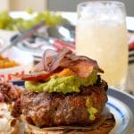 Southwestern Bacon Cheeseburgers with guacamole and bacon